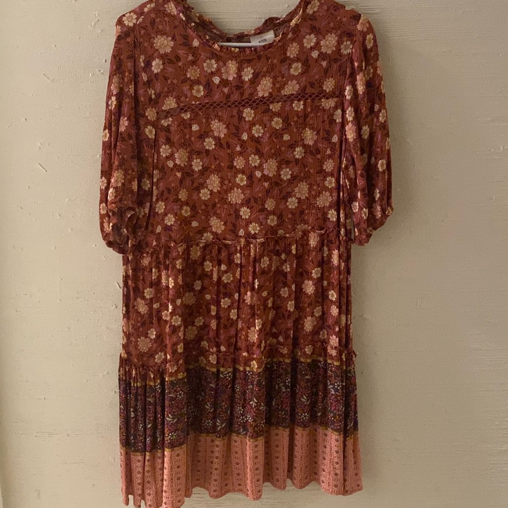 Medium, Floral Print, Mid Length Sleeve Dress